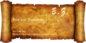 Boris Zakeus névjegykártya